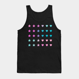 Back to School Teal and Fuchsia Gradient Hearts and Stars Tank Top